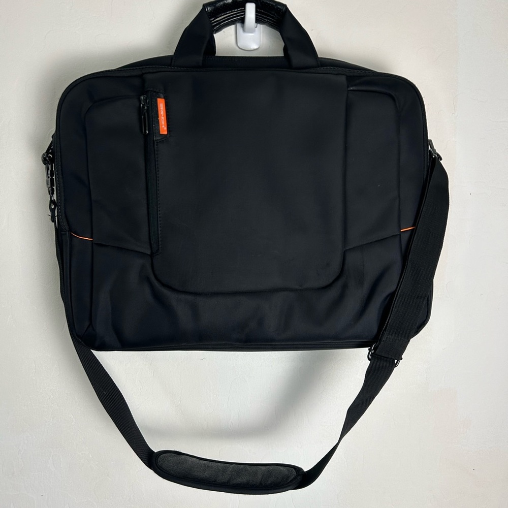 Brinch Black and Orange Laptop Bag with Professional Design